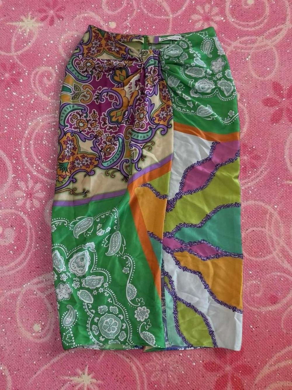 Zara Green, Purple, Orange & Cream Paisley Bandana Swim Sarong